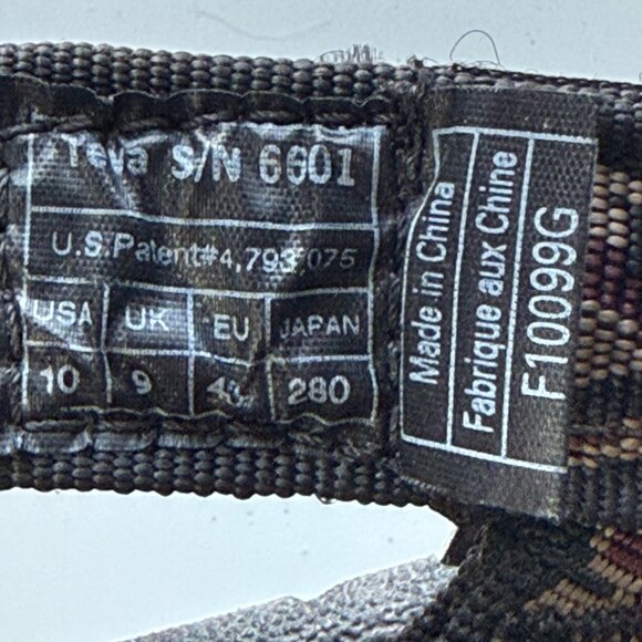 Teva Sz 10 Hiking Sandals Terradactyl Shock Pad Black & Multi Strap Adjustable - Picture 12 of 12